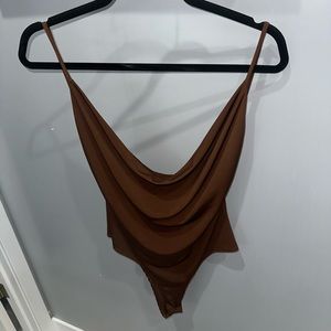 Brown Backless Bodysuit
